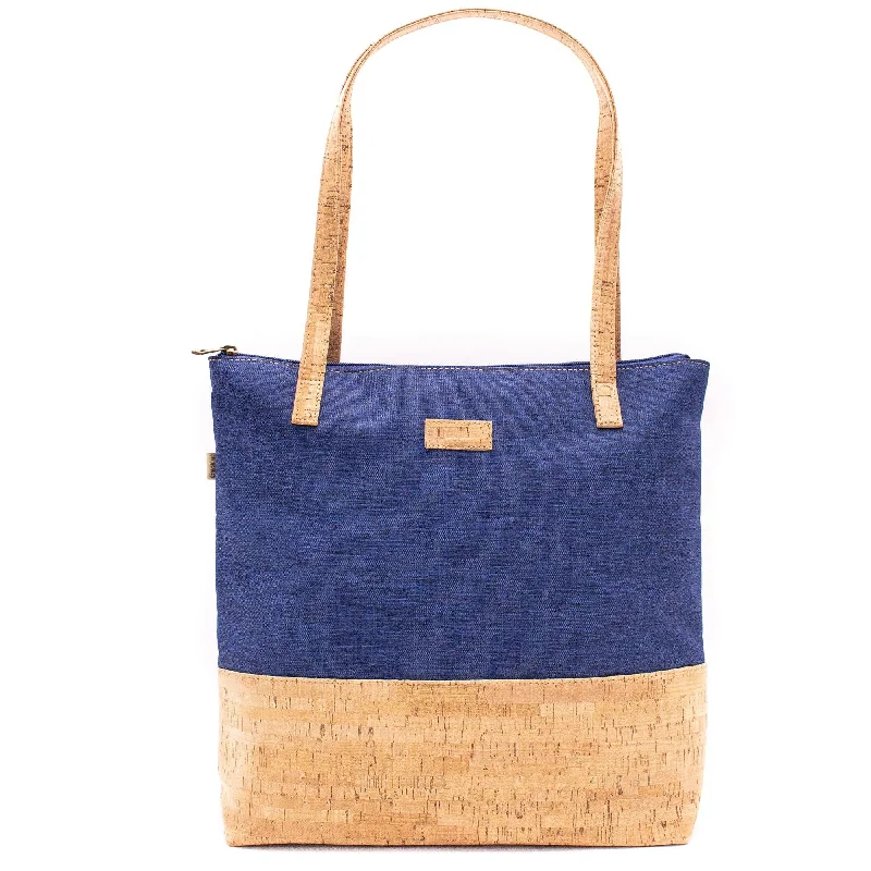 Cork with Denim Blue fabric women's Tote bag BAG-2057-C