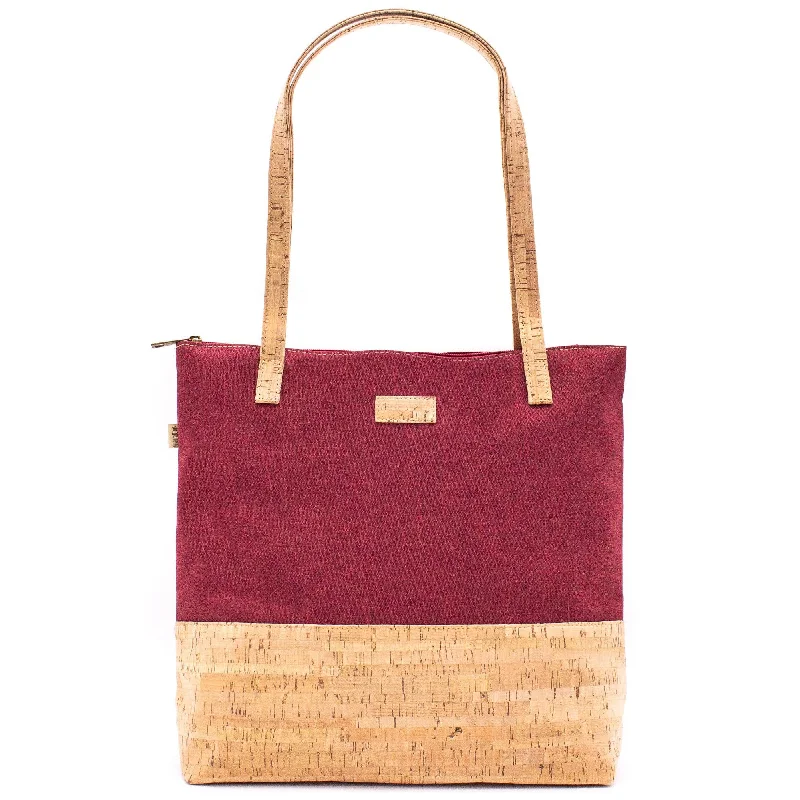 Cork with red fabric women's Tote bag BAG-2057-B