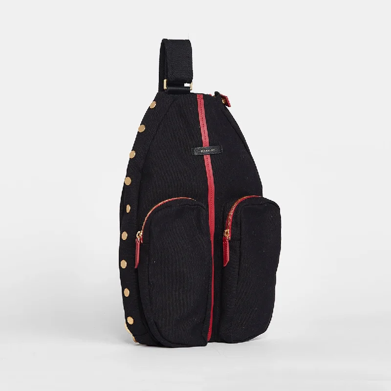 Courtside Sling | Black/Brushed Gold Red Zip