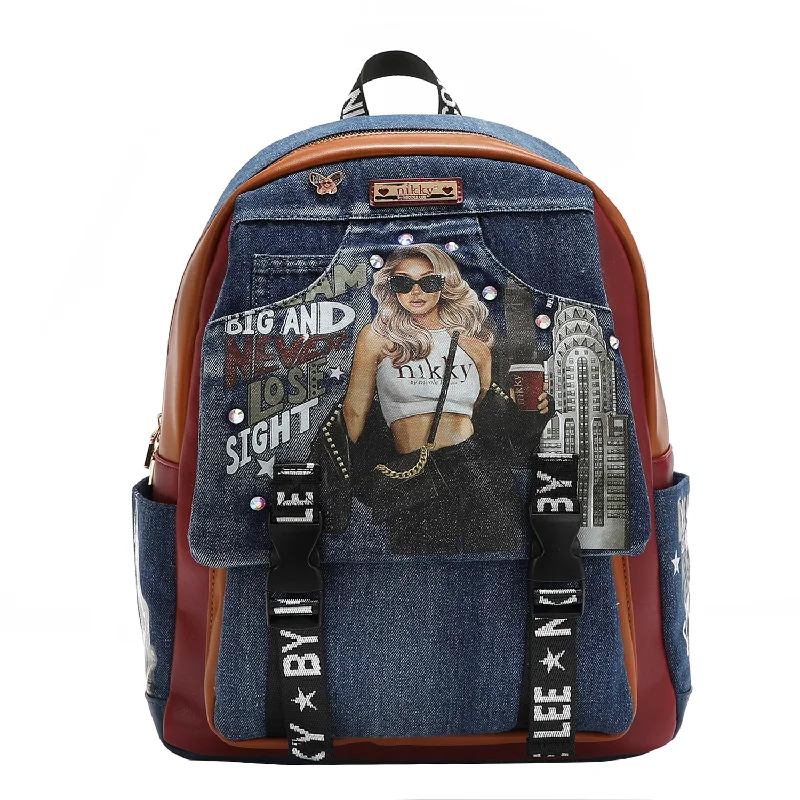 DENIM LARGE FLAP BACKPACK