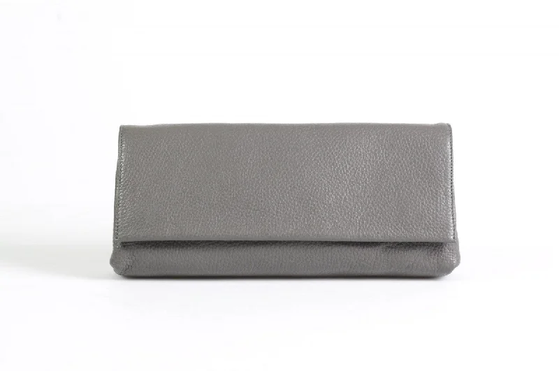 Handmade Italian Leather Clutch - Rimini - Pompeii Grey