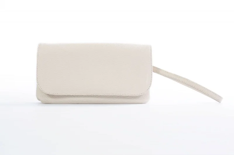 Handmade Italian Leather Clutch - Roma - Luna White