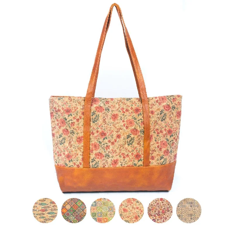 Natural Cork and Vegan Leather Fusion Women's Beach Bag BAGF-073