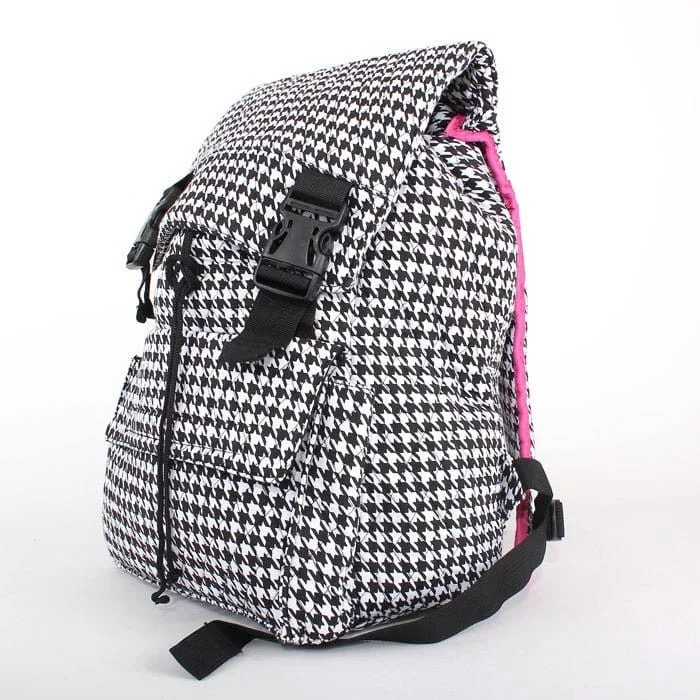 QHT2777 Quilted Houndstooth Large Zippered Backpack