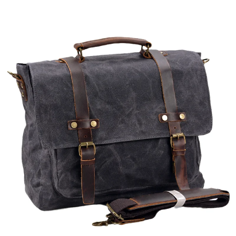 Waterproof Waxed Canvas Messenger Bag, 15.6 Inch Laptop Bag