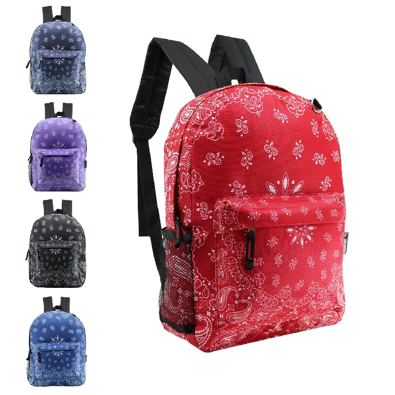 17" Classic Wholesale Backpack in Assorted Prints- Bulk Case of 24 Backpacks