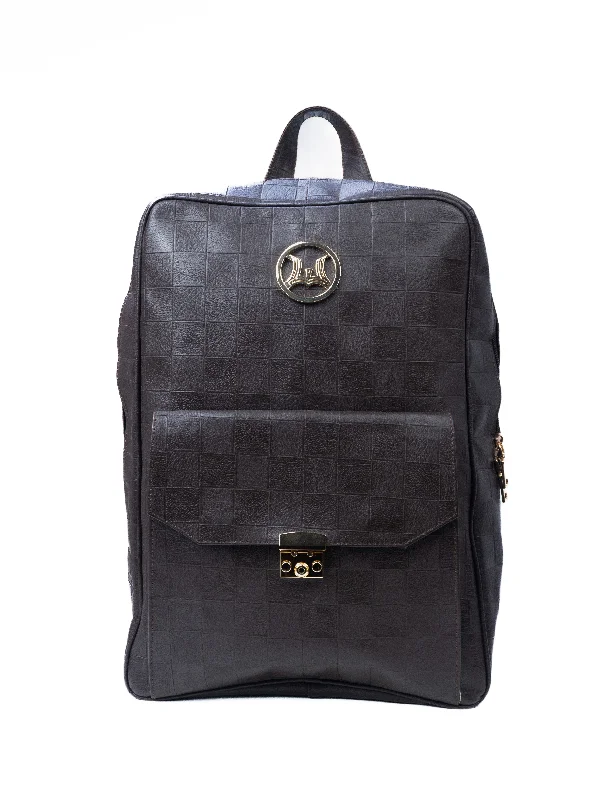 Backpack: Brown Checkered Print