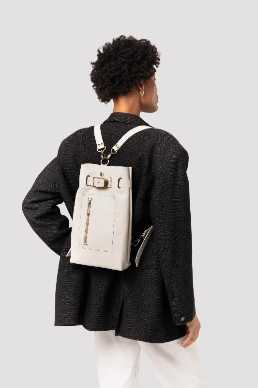 Beige Leather Sling Backpack