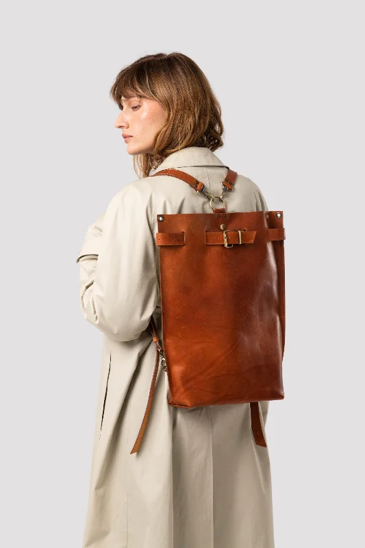 Brown Large Leather Backpack Purse