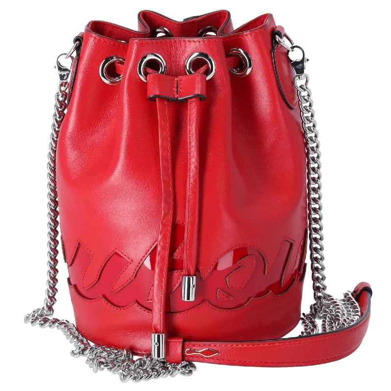 Christian Louboutin Marie Jane Drawstring Bucket Bag Leather Red