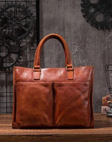 Cool Brown Coffee Leather Mens Briefcase 14inch Laptop Bag Work Handbag Business Bag for Men