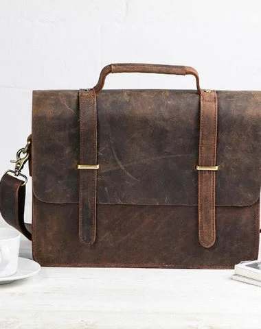 Cool Coffee Leather Mens Briefcase Work Shoulder Bag Laptop Bag Business Bag for Men