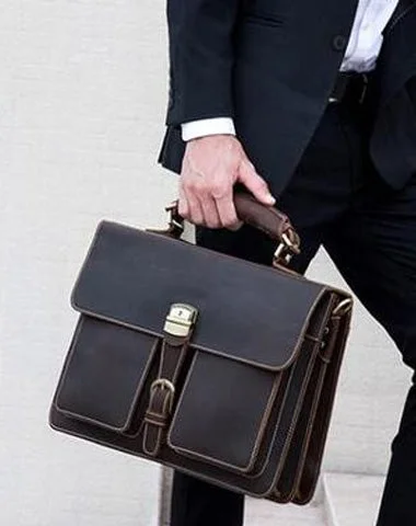 Leather Mens Briefcase Business Briefcase Vintage Shoulder Bags Handbags for men