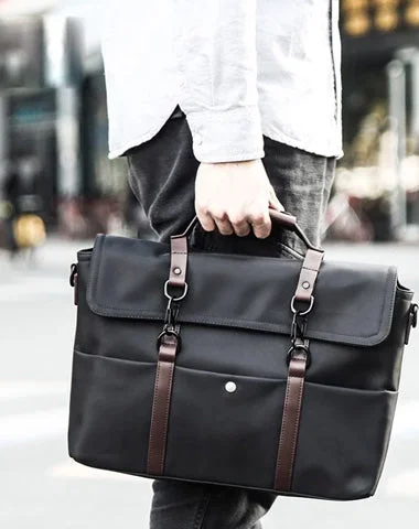 Fashion Nylon Cloth Men's Black Business Briefcase Shoulder Bag Computer Handbag For Men