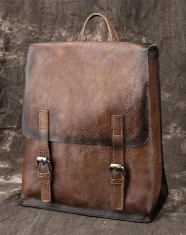 Fashion Brown LEATHER MEN'S College Backpack Travel Backpack Satchel School Backpack For Men