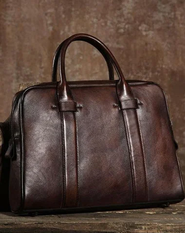 Handmade Leather Mens Briefcases Work Bag Laptop Bag Business Bag for Men