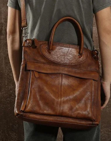 Leather Mens Cool Briefcase Work Bag Shoulder Bag Business Bag Laptop Bag for men