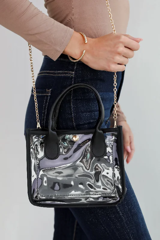 Head To The Stadium Black Clear Crossbody Bag