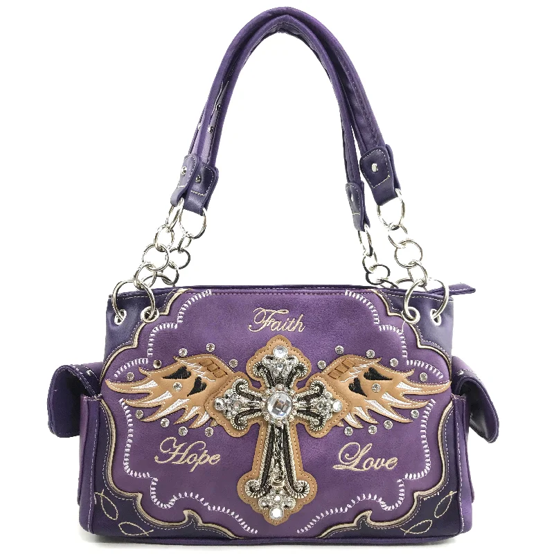 Hope Love Faith Cross Wings Handbag