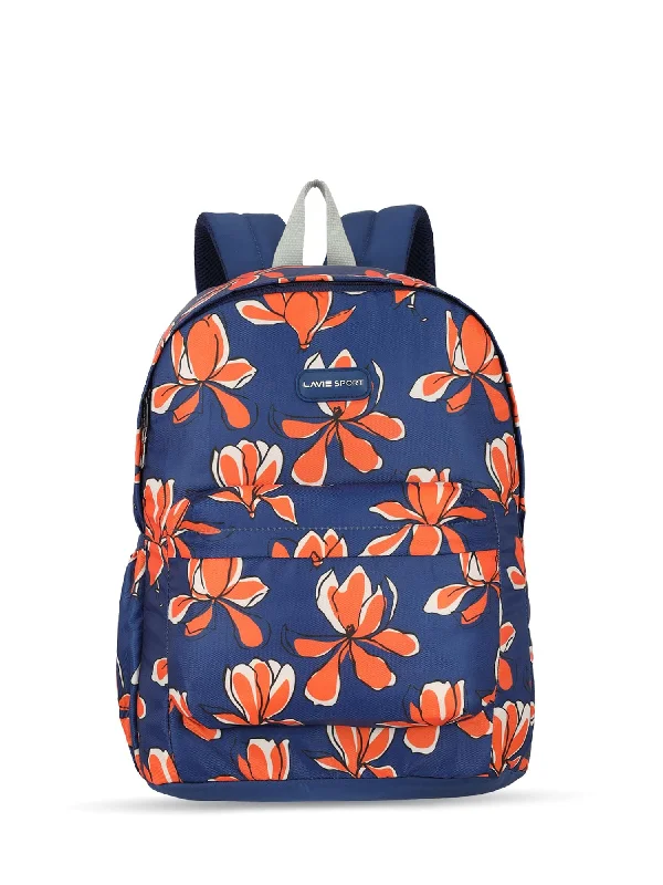 Lavie Sport Bloomy 18L Printed Casual Backpack |School Bag for Girls Navy