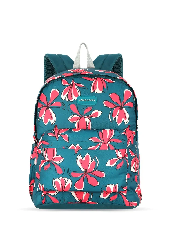 Lavie Sport Bloomy 18L Printed Casual Backpack |School Bag for Girls Teal