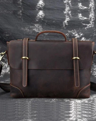 Leather Mens 13inch Laptop Bag Briefcase Work Handbag Business Bag for Men