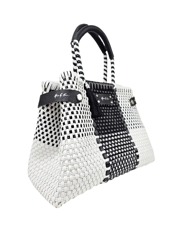 Less Pollution Convertible Handbag - Black & White Luxe