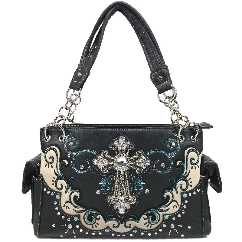 Mustang Cross Floral Embroidery Handbag