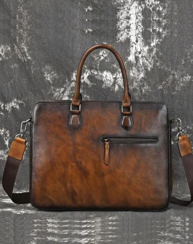 Vintage Leather Men's Briefcase 14inch Laptop Bag Handbag Work Bag For Men