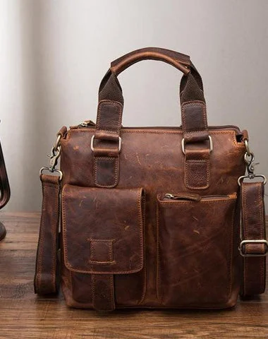 Cool Leather Mens Small Briefcase Handbag Business Handbag Shoulder Bag For Men