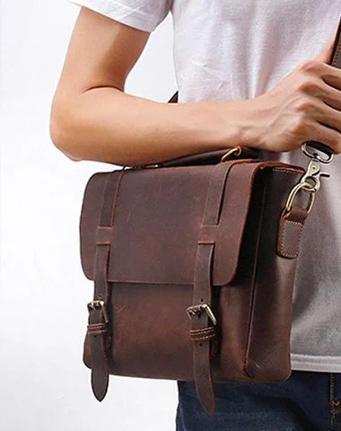 Vintage Brown Leather Men's Profess Briefcase Business Brown Shoulder Briefcase For Men