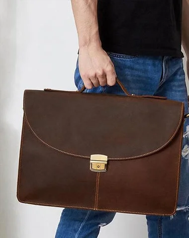 Leather Mens Vintage Briefcase 13inch laptop Handbags Shoulder Bags For Men