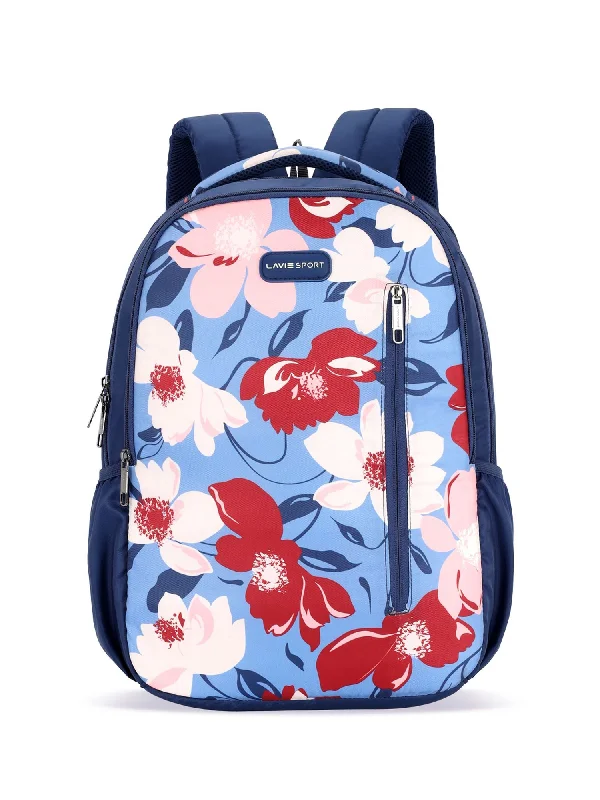 Lavie Sport Tahiti 26L Floral Printed School Backpack for Girls Navy