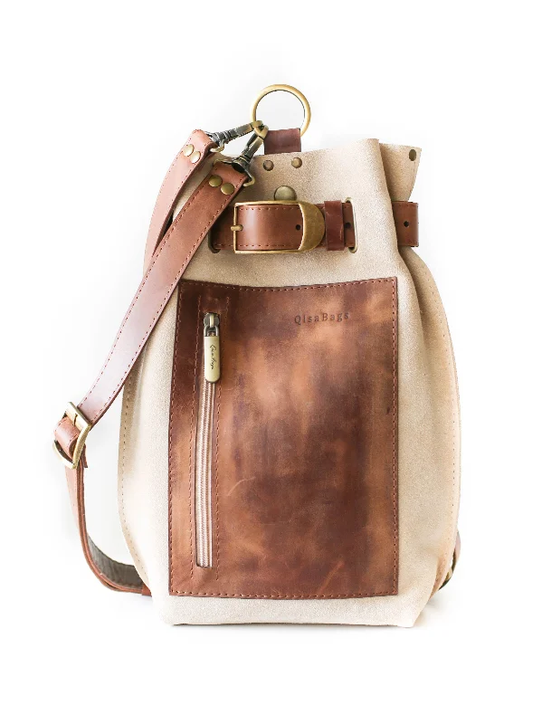 Taupe Suede Sling Backpack