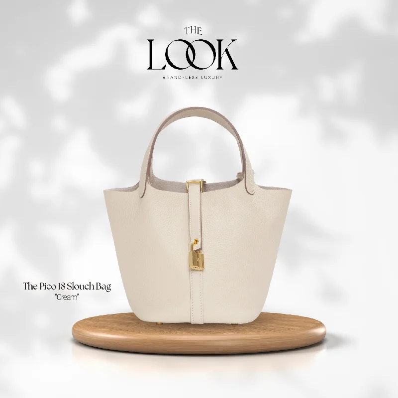 The Pico 18 Slouch Bag Clemence Leather in Cream GHW by The Look (Elité Edition)