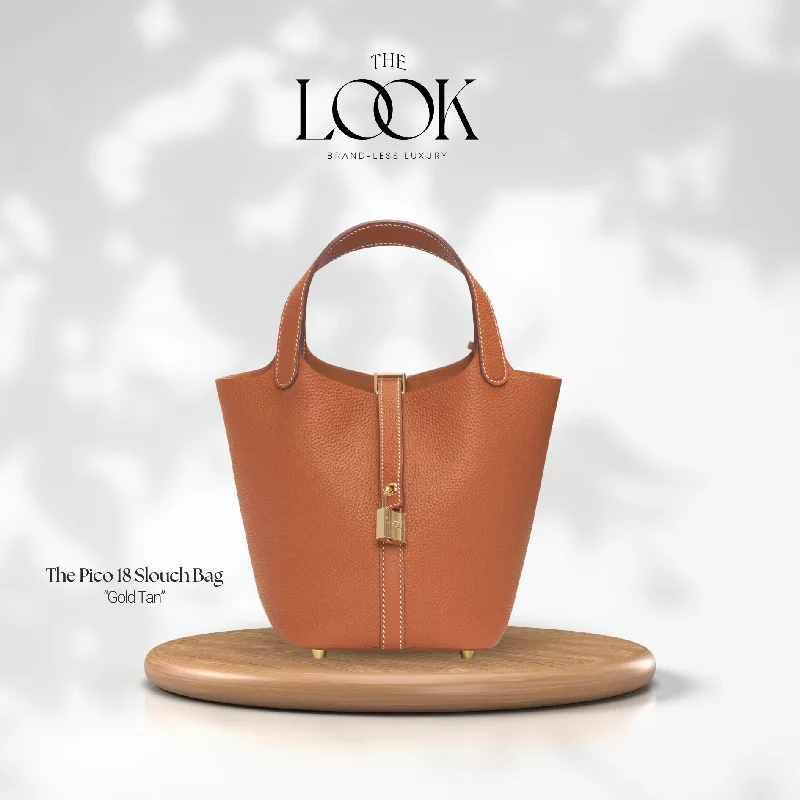 The Pico 18 Slouch Bag Clemence Leather in Gold Tan GHW by The Look ( Elité Edition)