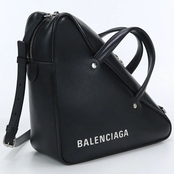 BALENCIAGA 476975 Handbag triangle duffel 2WAY Shoulder bag leather black Women