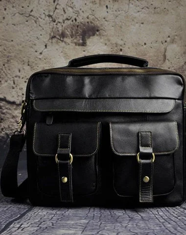 Vintage Leather Mens Briefcases Laptop Bags Business Bag Work Bag for Men