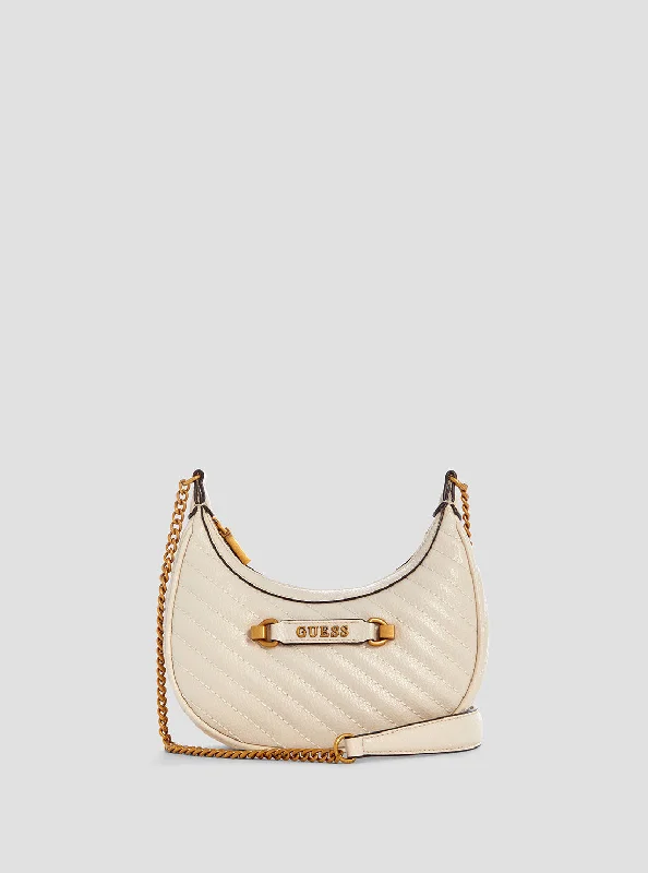 White Sela Mini Crossbody Hobo Bag